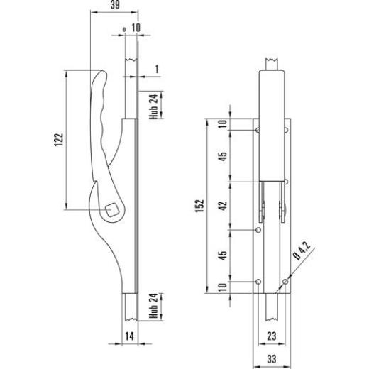 Tortreibriegel PLANO 10mm Schlaufenanzahl 2 STA hell verz.DENI