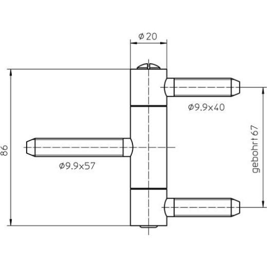 SIMONSWERK - Einbohrband BAKA C 1-20 WF 3-tlg.vern.100kg DIN L/R HLT | 10 Stück
