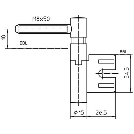 SIMONSWERK - Einbohrband steig.V 8550 steig.vern.40kg DIN L HLT