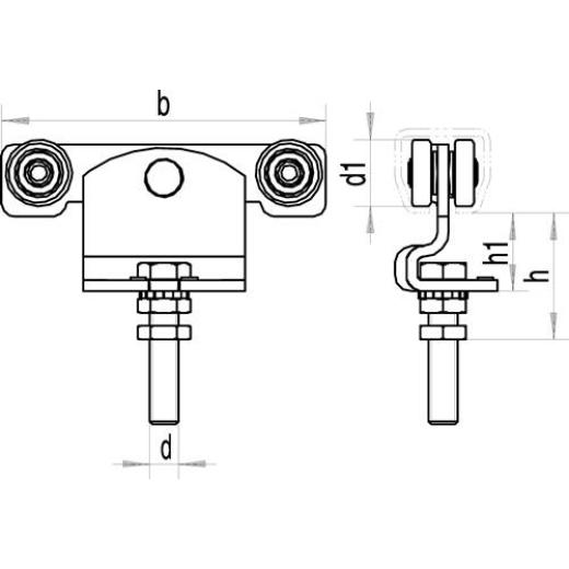 Rollapparat -91 591 f.Pro 500 STA verzinkt,gelb 300kg HELM