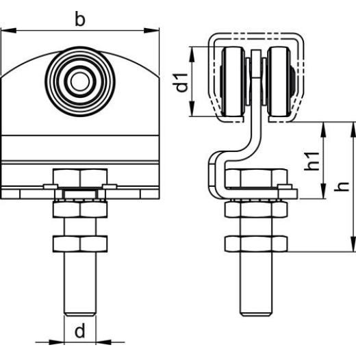 Rollapparat -90 390 f.Pro 300 STA verzinkt,gelb 65kg HELM