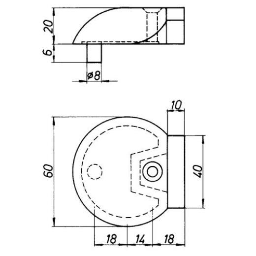 DENI - Türpuffer 3846 D.60mm H.20mm Alu.naturf./F1 Dübelmontage