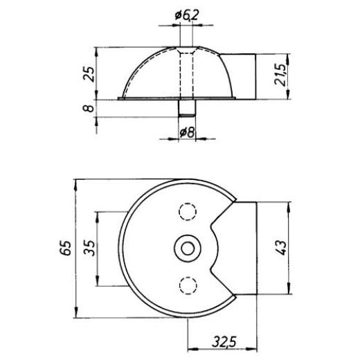 DENI - Türpuffer 3847 D.65mm H.25mm VA ma Dübelmontage