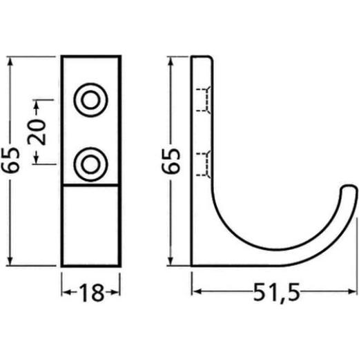 Mantelh.0149 einfach A.51,5mm Alu.silberf.elox.H.65mm HERMETA