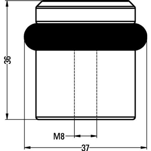 HERMETA - Bodentürpuffer 4735 D.39mm H.36mm Alu.silberf.ma elox.Dübelmontage