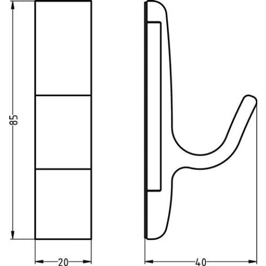 Magnet-Mantelhaken 0150 einfach A.40mm Alu.schwarz ku.-besch.H.85mm HERMETA