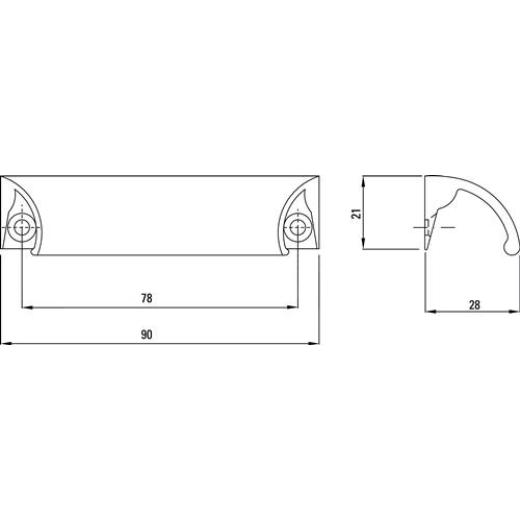 Möbelgriff schwarz ku.-besch.78mm HERMETA