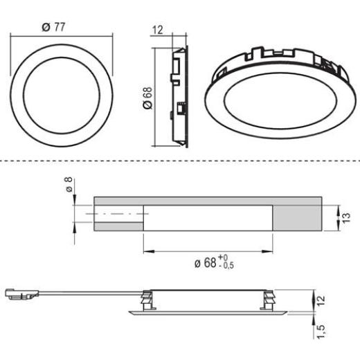 Einbauleuchte Moonlight Emotion 12 V 3,6 W Rahmenfarbe VA L&S