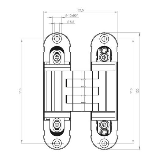 verdecktl.Objektband Hide 3D130-80 vernickelt,glänzend Bandh130mm Bel.-W80kg BSW