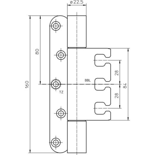Objektband VARIANT VX 7939/160 VA ma geb.200kg 22,5mm DIN L/R