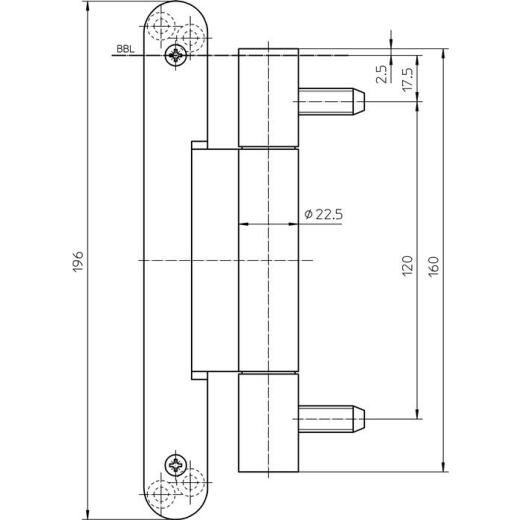 Objektband VARIANT VN 3747/160 Compact VA ma geb.160kg 24mm DIN L/R | 2 Stück