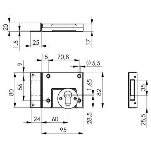 AMF - RGS 49 DIN L/R BB m.Winkelschließbl.60mm