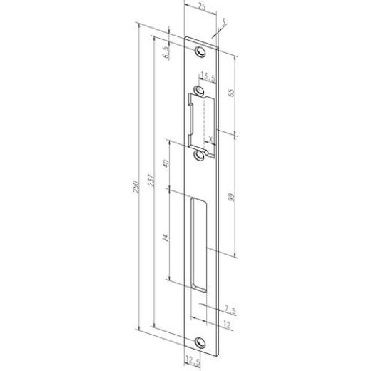 Assa Abloy - Flachschließbl.691 VA ma ktg.B.25xL.250mm DIN L/R