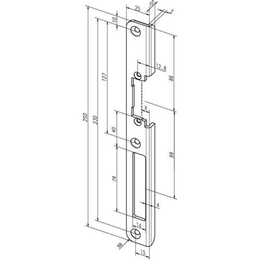 Assa Abloy - Winkelschließbl.63 B VA B.25mm L.250mm ktg.DIN L