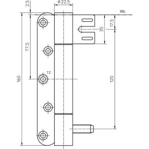SIMONSWERK - Objektband VARIANT VN 8938/160 U VA ma geb.160kg 22,5mm DIN R gef.Tür | 2 Stück