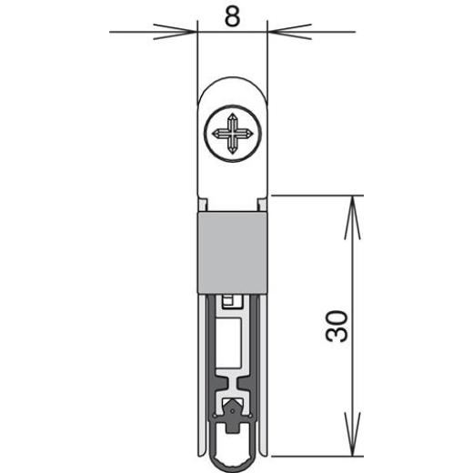 Türdichtung Schall-Ex L-8/30 WS 1-s.L.1208mm B.8mm Alu.silber silber HLT L/R