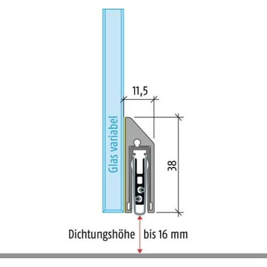 PLANET - Türdichtung KG-SM-Set schmal 1-s.L.959mm Alu.silberf.GLT
