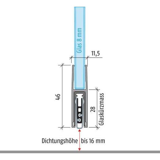 PLANET - Türdichtung KG-F8 schmal 1-s.L.959mm Alu.silberf.GLT