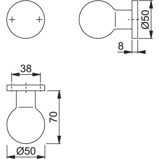 Hoppe - Knopfrosette 50/11 Alu.F1 Aufnahme M12 Kugelknopf