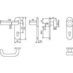 Kurzschildgarnitur NW-411-4 VA ma PZ Wechselgrt.TECWERK