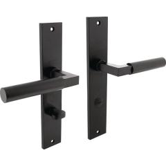 Langschildschildgarnitur Baustil Zamak F71 schwarz WC 72mm DIN L/R INTERSTEEL