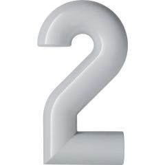 Hausnummer Ziffer 2 Spezial-Polyamid 99 reinweiß 165mm D.33mm HEWI