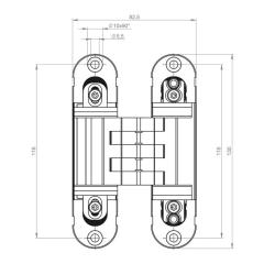 verdecktl.Objektband Hide 3D130-80 vernickelt,glänzend Bandh130mm Bel.-W80kg BSW