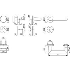 FS-Garnitur Rotterdam FS-58/42H/42HS/1401 Alu.F1 K/D TS 45-65mm PZ DIN L/R HOPPE