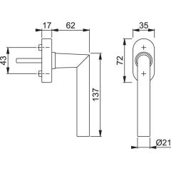 Fenstergriff Ams.0400/UD9056 Alu.20-30mm F1/ silberfarben
