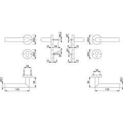 FS-Garnitur Ams.FS-1400/42H/42HS Alu.F9714M D/D TS 45-65mm PZ rd.DIN L/R HOPPE