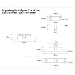 Doppelkugelschnäpper MS vern.70mm Kugeln u.Federn a.STA M-Beschläge | 24 Stück
