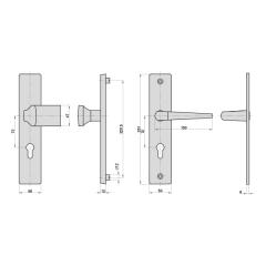 Aluminium-Vollmaterial-Schutzbeschlag | Langschild eckig (PZ) 72/8 mm F1
