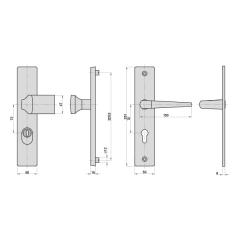 Aluminium-Vollmaterial-Schutzbeschlag | Langschild eckig (PZ) 72/8 mm, mit Zylinderabdeckung