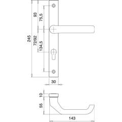Profiltürgarnitur 2312/9203 Alu.F1 PZ TS 68-77mm EDI