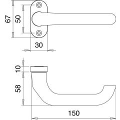 Profiltürdrückerlochteil 1308/0000 Alu.F1 ov.8mm gekr.EDI