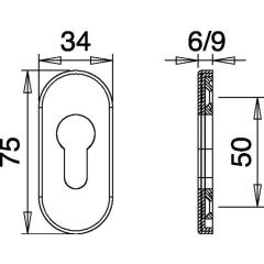 Schlüsselrosette 0811/9003 Alu.F12 Schildst.9mm PZ ov.EDI