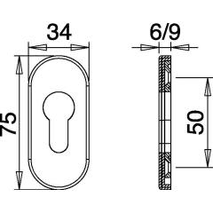 Feuerschutzcliprosette 0813/6 Alu.F1 Ovalrosette Profiltür EDI