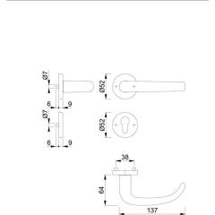 Rosettengrt.San Fran.1301/42KV/42KVS Alu.F1 U-Form PZ DIN L/R D/D HOPPE