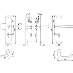 Schutzgarnitur San Fran.86G/3331/3310/1301 Alu.F1 72mm 37-47mm HOPPE