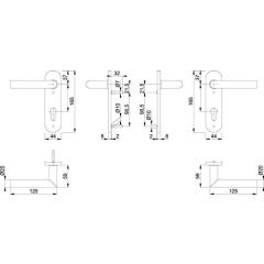 Kurzschildgarnitur Ams.E1400Z/353K VA F69 PZ rd Drückergrt.HOPPE