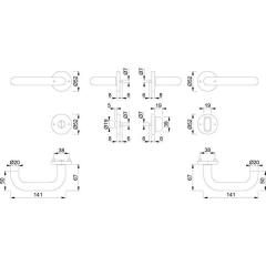 Rosettengrt.Paris E138Z/42KV/42KVS VA F69 U-Form SK/OL DIN L/R D/D HOPPE