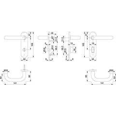 Kurzschildgarnitur Paris E138Z/353K VA F69 SK/OL rd Drückergrt.HOPPE