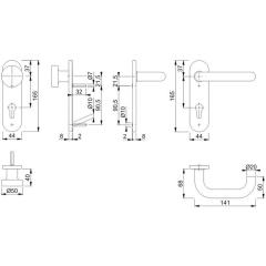 Kurzschildgarnitur Paris E58/353K/138Z VA F69 PZ rd Wechselgrt.HOPPE