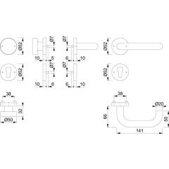 Rosettengrt.Paris E58/42H/42HKVS/138 VA F69 U-Form PZ DIN L/R fl.D/K HOPPE