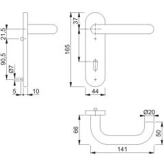 Kurzschildgarnitur Paris E138/353KH VA F69 OB rd Drückergrt.HOPPE