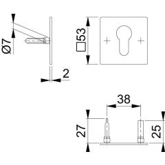 Schlüsselrosetten-Paar E848NS VA F69 Schildst.2mm PZ quad.HOPPE