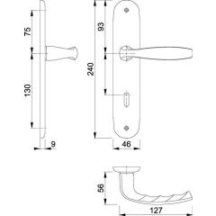 Langschildgarnitur NY 1810/273P Alu.F1 OB 72mm DIN L/R HOPPE