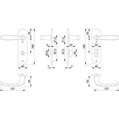 Kurzschildgarnitur NY 1810/273KP Alu.F1 SK/OL rd Drückergrt.HOPPE
