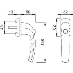 Fenstergriff NY 0810SV/U10 Alu.F9/stahlfarbig 35mm selbstsperrend HOPPE