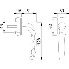 Fenstergriff NY 0810/US10 Alu.32-42mm F9016 Secustik®/VarioFit® HOPPE